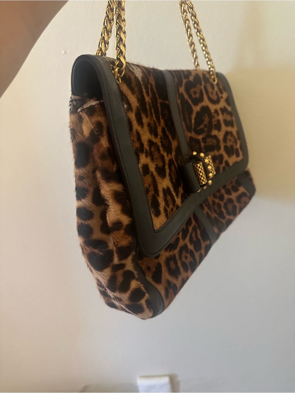 Christian Louboutin sweet charity Leopard Print Shoulder Bag with Gold Chain - Picture 9 of 9